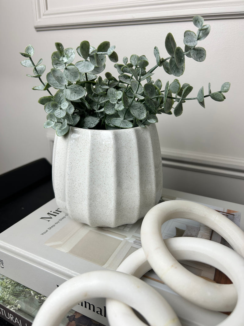Ribbed Natural Tone Ceramic Plant Pots 4 colours