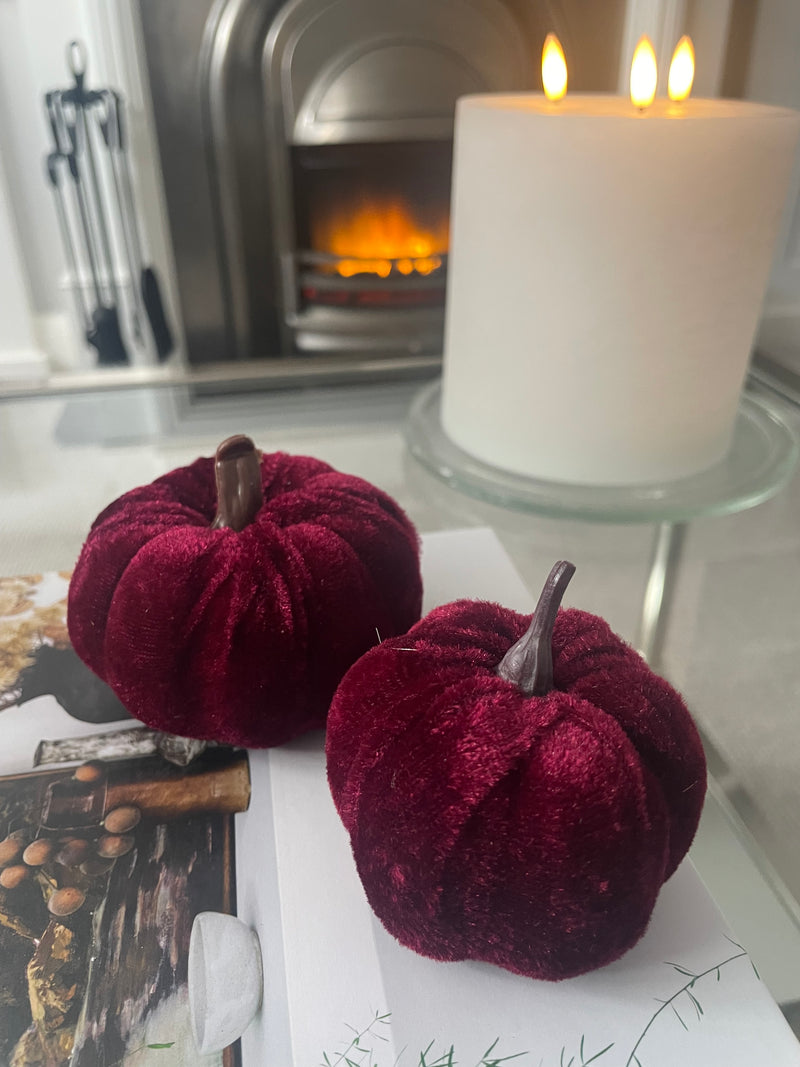 Set of 3 Rich red Halloween pumpkins