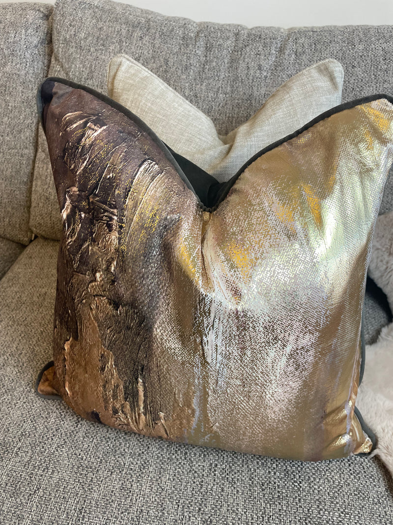 Gold abstract earth cushion 45cm