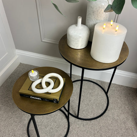 Antique brass gold metal round side tables 3 sizes