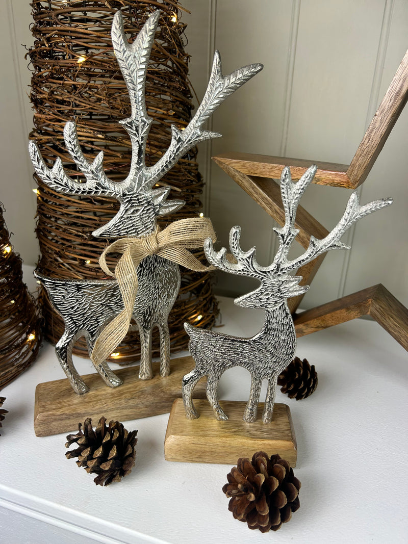 Aluminium Silver Metal Reindeer’s, 2 Sizes