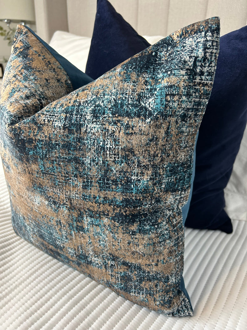Trulli gold bronze blue luxury feather filled  cushion