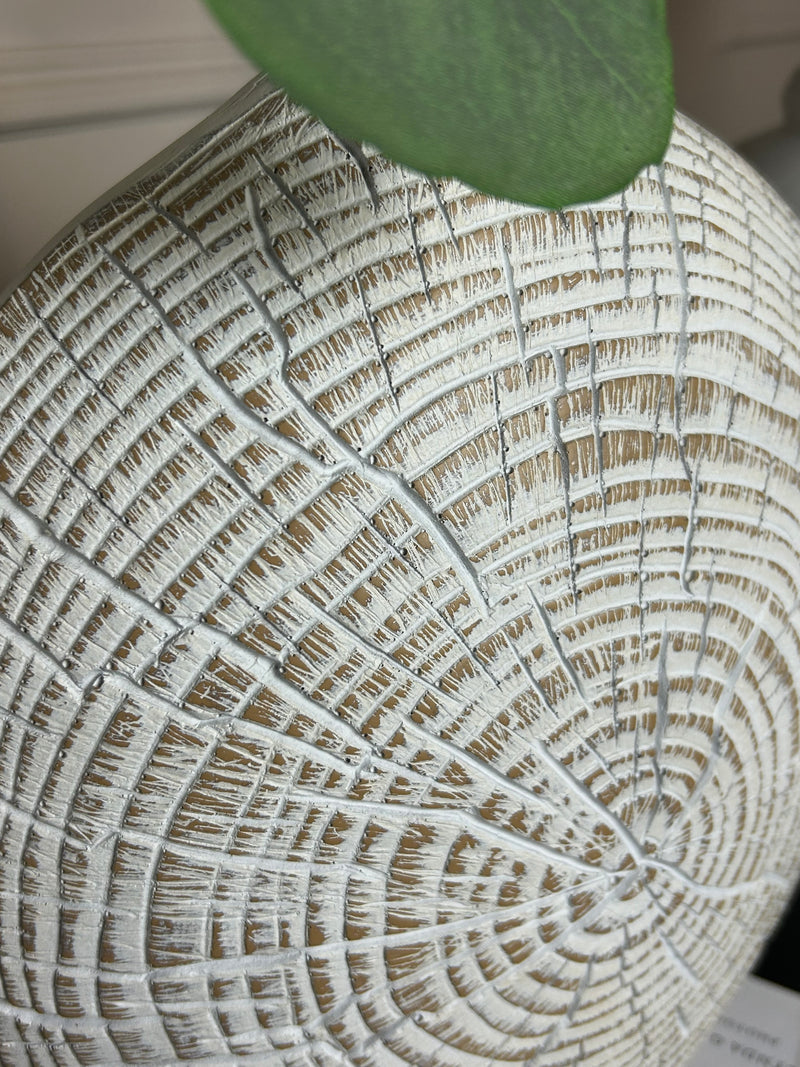 Brown and white textured round vase