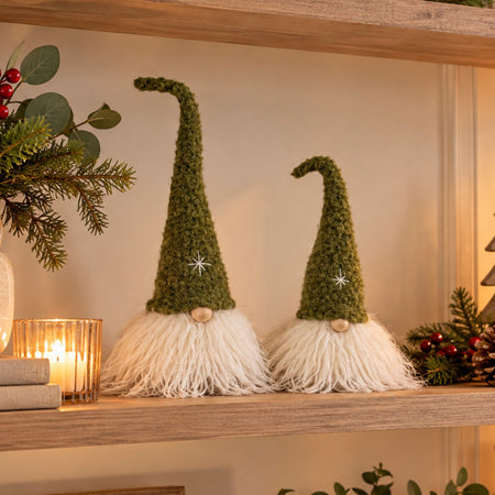 Dark forest green Boucle sitting santa gonks 2 sizes