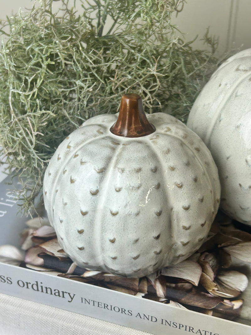 Patterned textured ceramic autum Halloween pumpkin 2 sizes