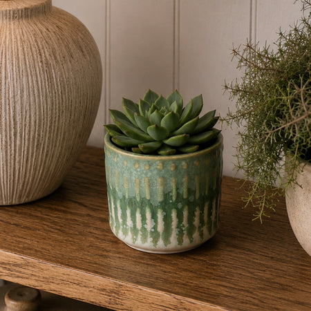 Green reactive glaze planter plant pot