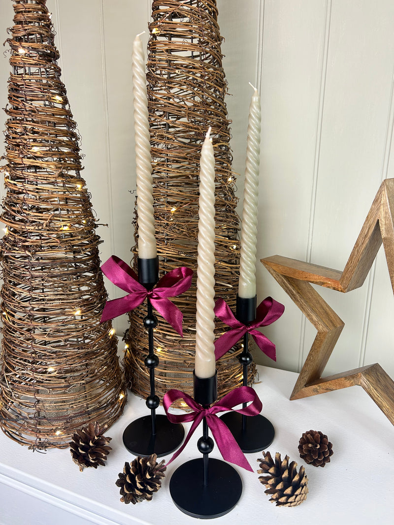 Bobble Black Metal Candlesticks, 3 Sizes