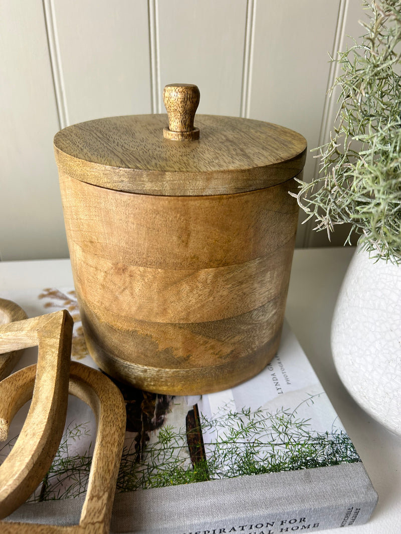 Wooden storage pot jar with lid