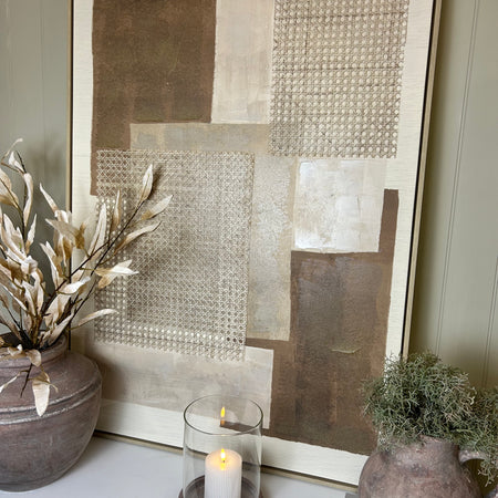 Sedora textured abstract canvas with frame brown burgundy