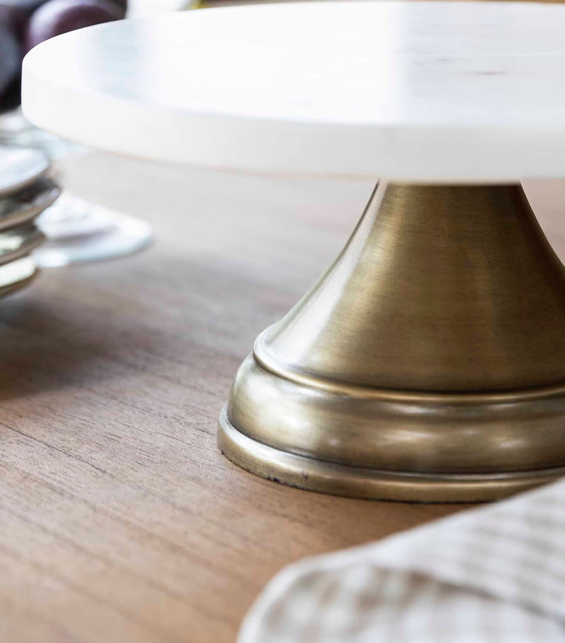 Brass and marble cake stand