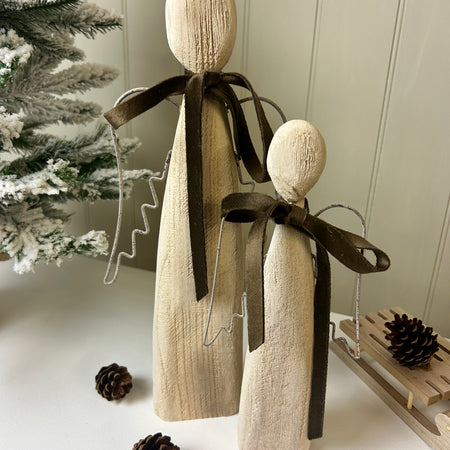 Wood and metal tall standing angel 2 sizes