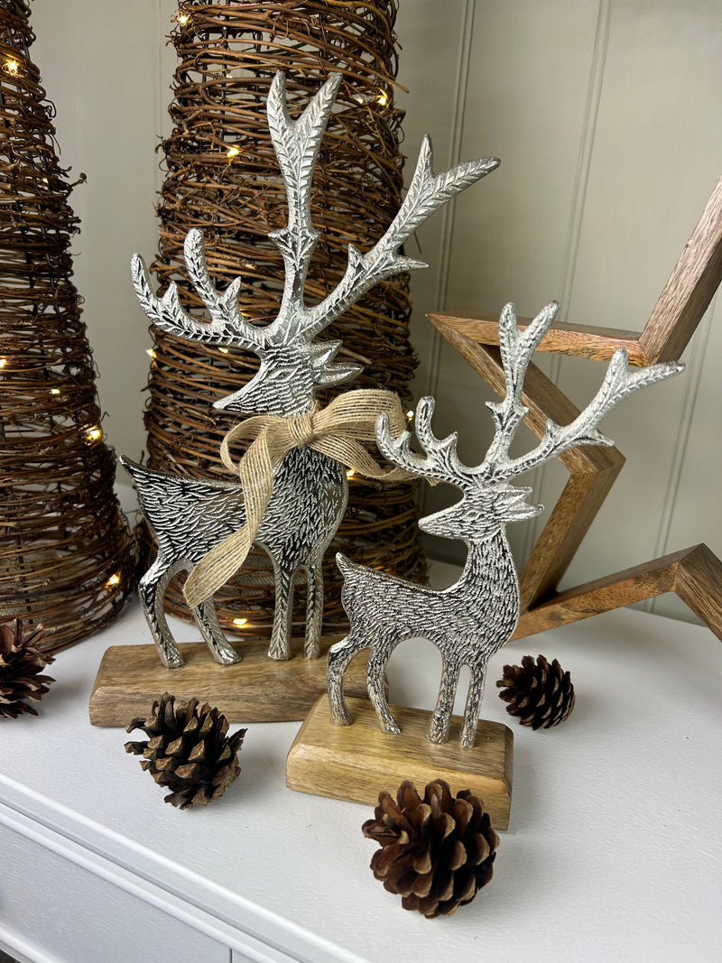 Aluminium Silver Metal Reindeer’s, 2 Sizes