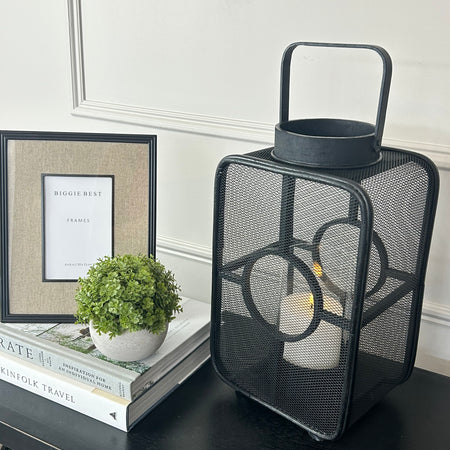 Black Geometric mesh Lantern Candle Holder