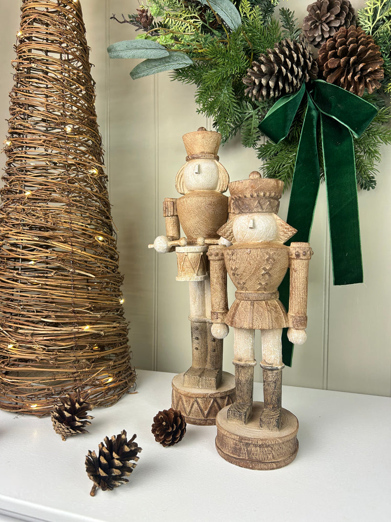 Wood look tall traditional Nutcracker ornament decoration 2 styles