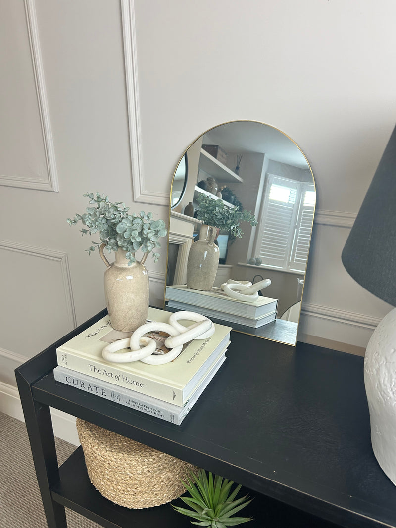 Gold arched metal mirror 50x30
