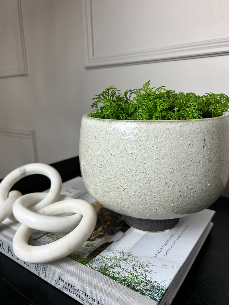 Speckled bowl plant pot on foot