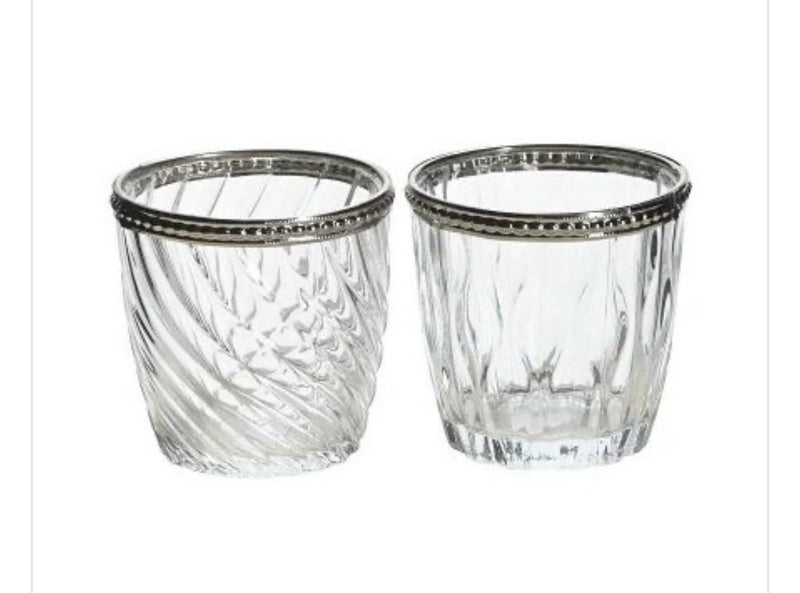 Silver rim candle holder mixed styles