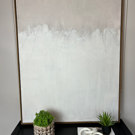 Natural and white canvas with wood neutral frame