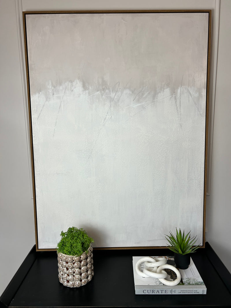 Natural and white canvas with wood neutral frame