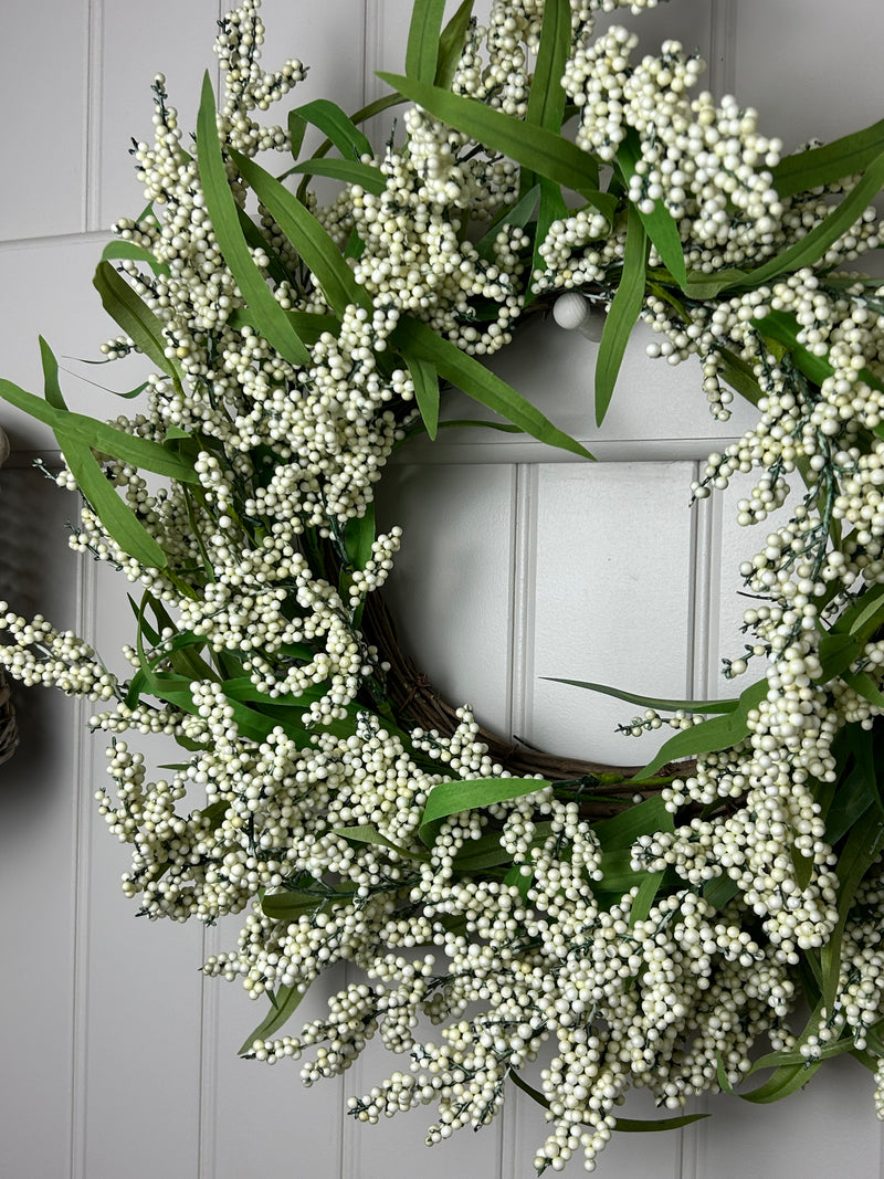 White summer berry choisya leaves wreath 55cm