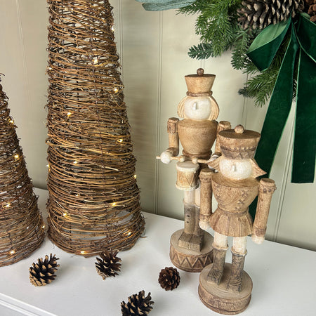 Wood look tall traditional Nutcracker ornament decoration 2 styles