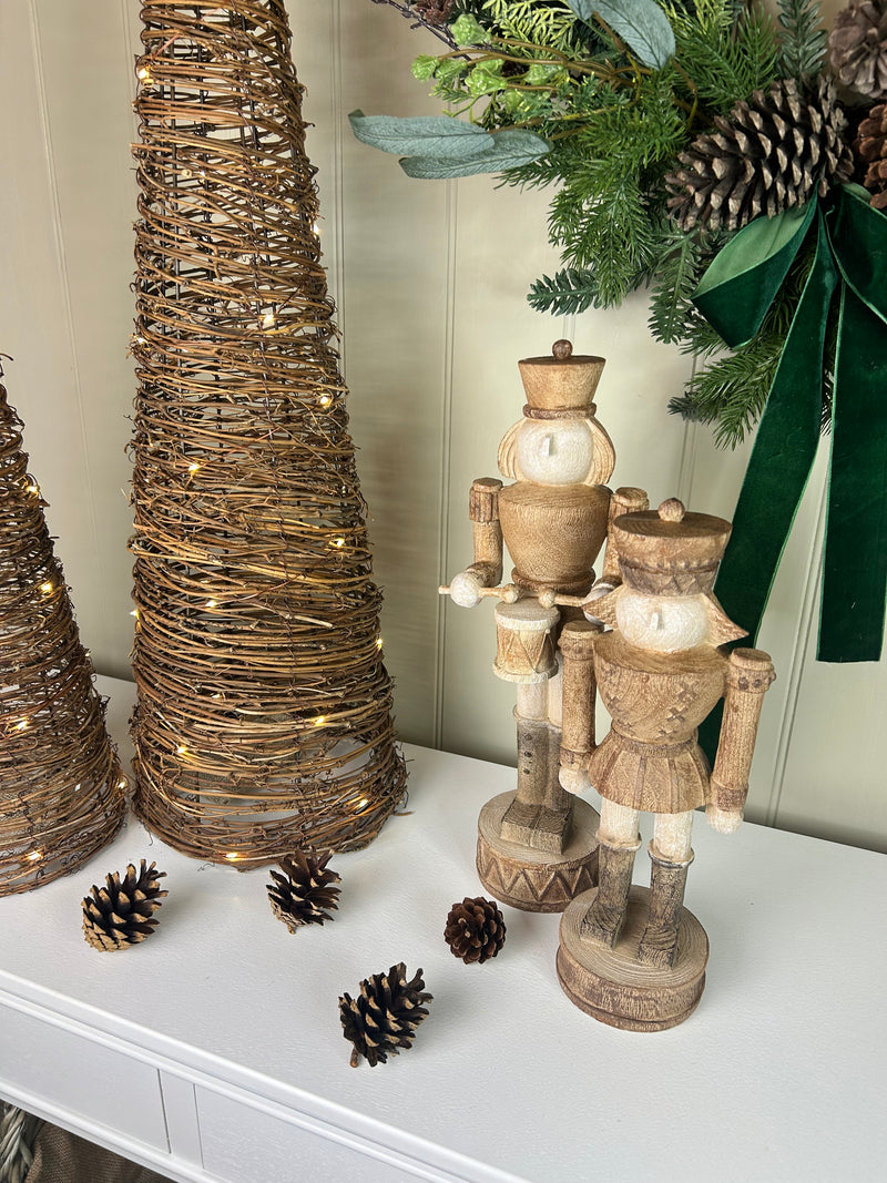 Wood look tall traditional Nutcracker ornament decoration 2 styles