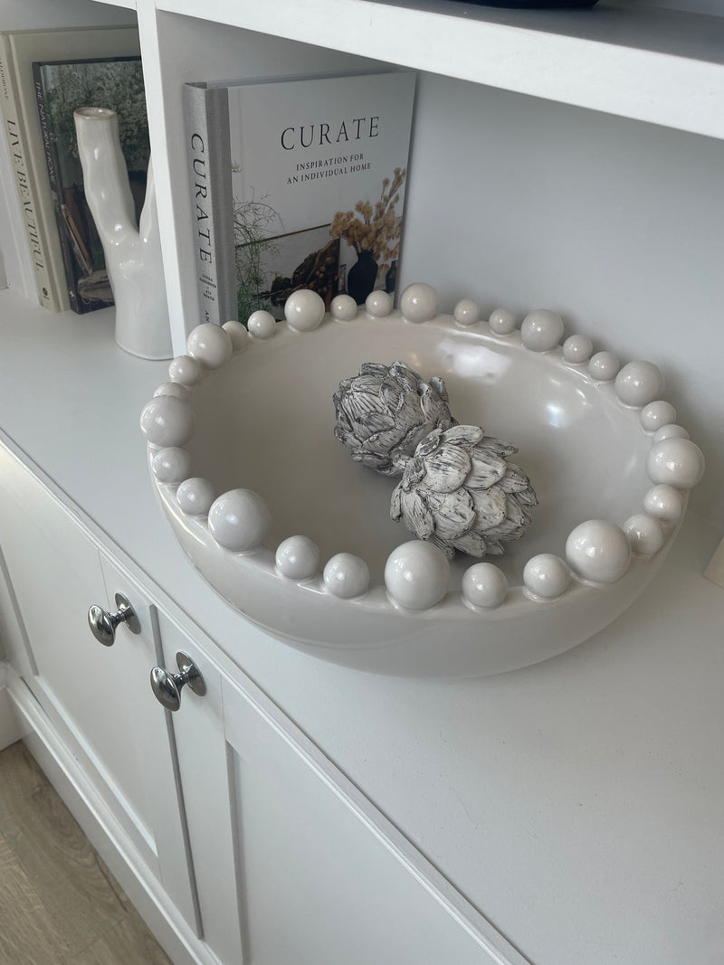 Matt White ceramic large bobble bowl