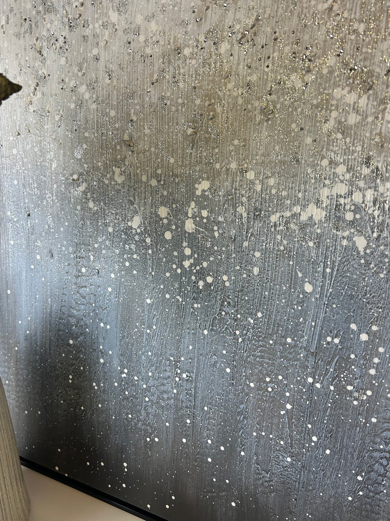 Blues abstract black framed wall art 83cm