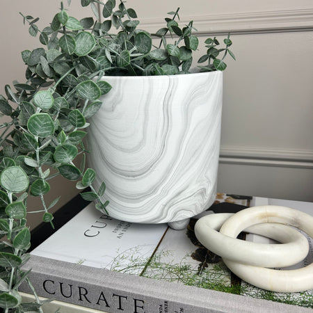 Large Chunky marble plant pot on feet
