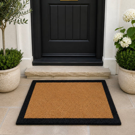 Coir door mat rug with black boarder 45x75cm