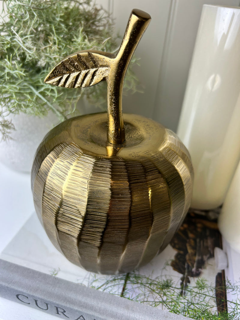 Gold brass metal large apple ornament