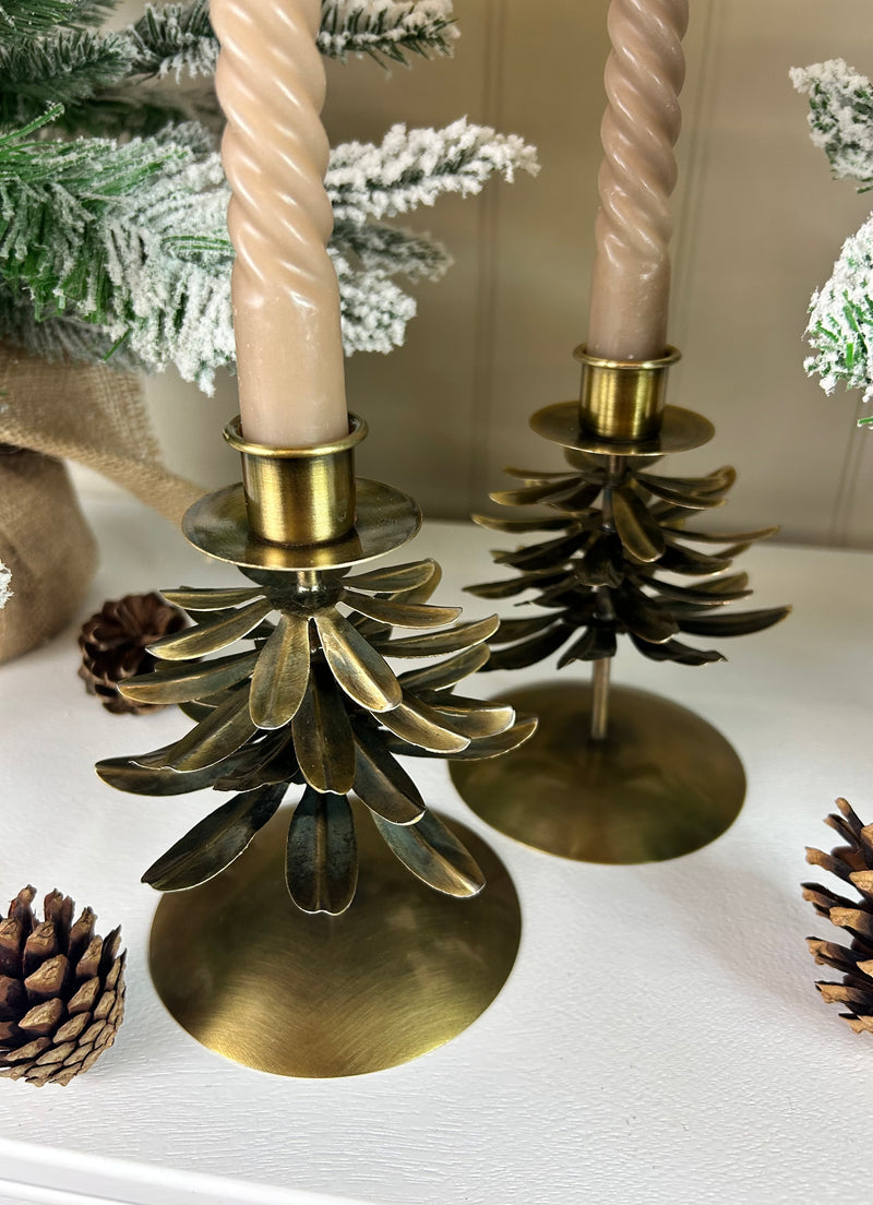 Cromwell Bronze Gold Christmas Tree Candlestick