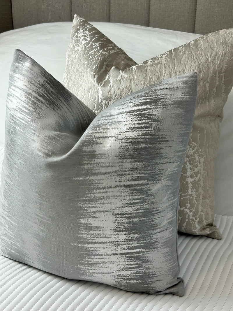 Equinox Natural grey Zig Zag Feather Filled Cushion 43cm x 43cm