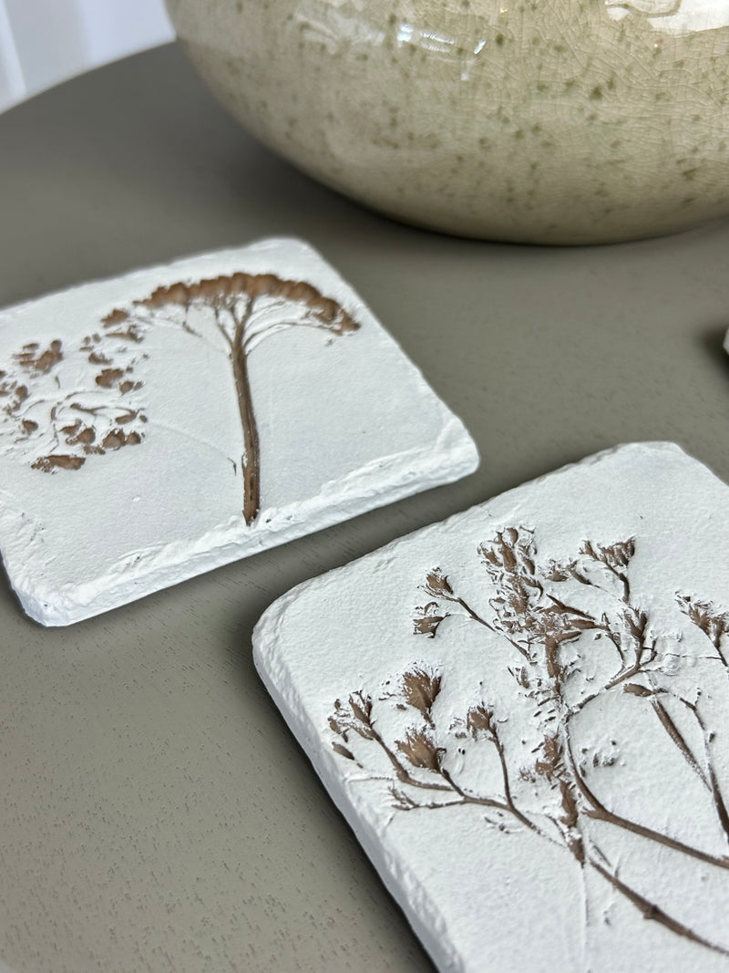 Set of 4 Flower Imprint Coaster