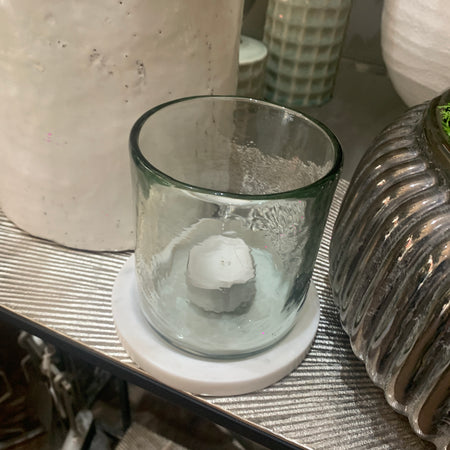 Marble Base & Glass Candle Holder 12cm