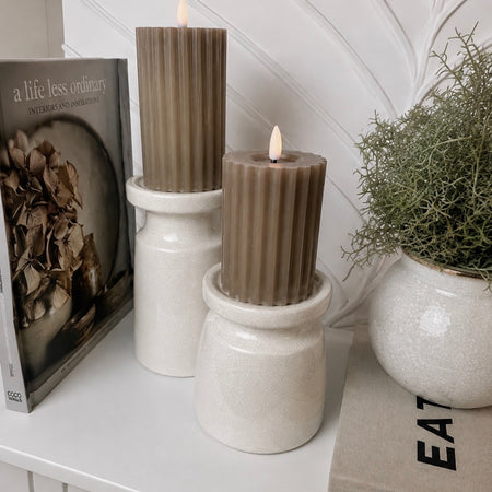 Ravello crackle glaze chunky candle sticks 2 sizes