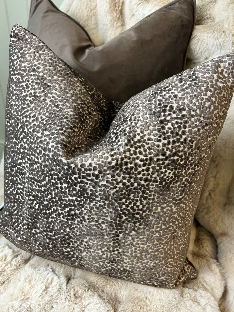 Chocolate Brown textured Bingham dot cushion 43cm