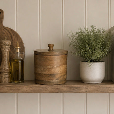 Wooden storage pot jar with lid