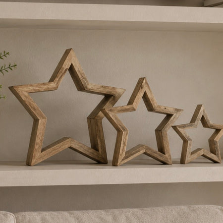 Mango Wood Standing Stars, 3 Sizes