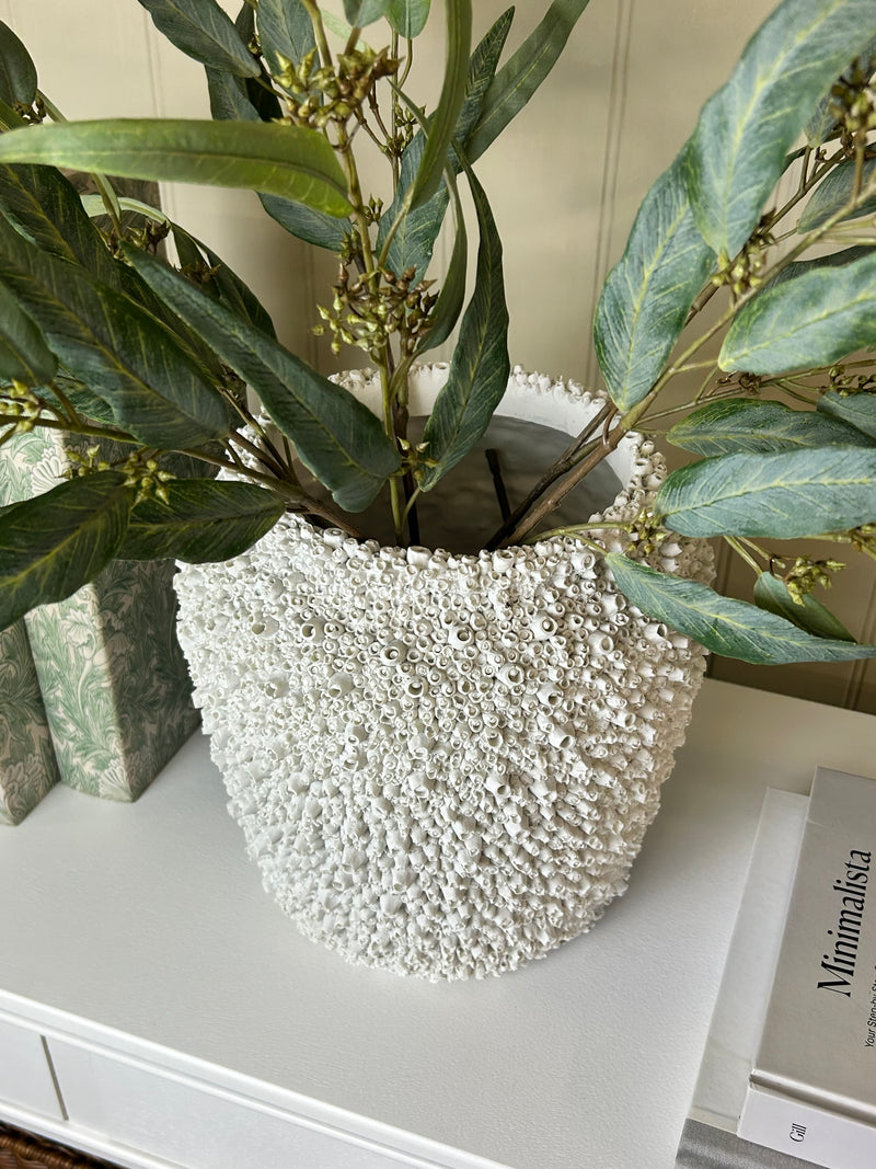 White Barnacle coral Textured chunky Vase 24cm Tall