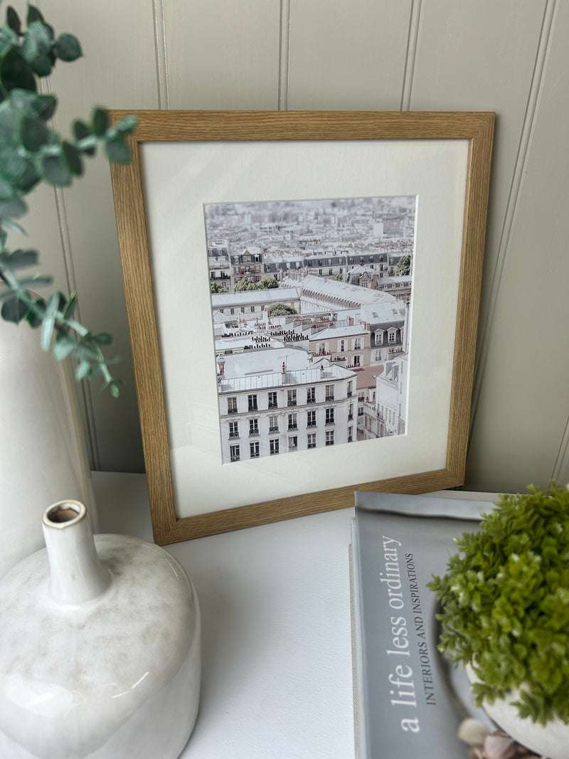 Romantic Paris city rooftop framed mounted glazed picture
