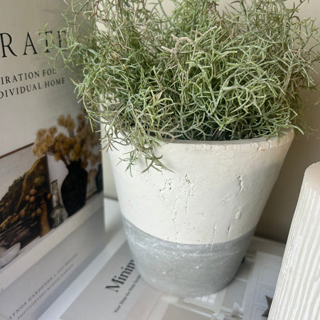Large rustic two tone grey off white plant pot planter