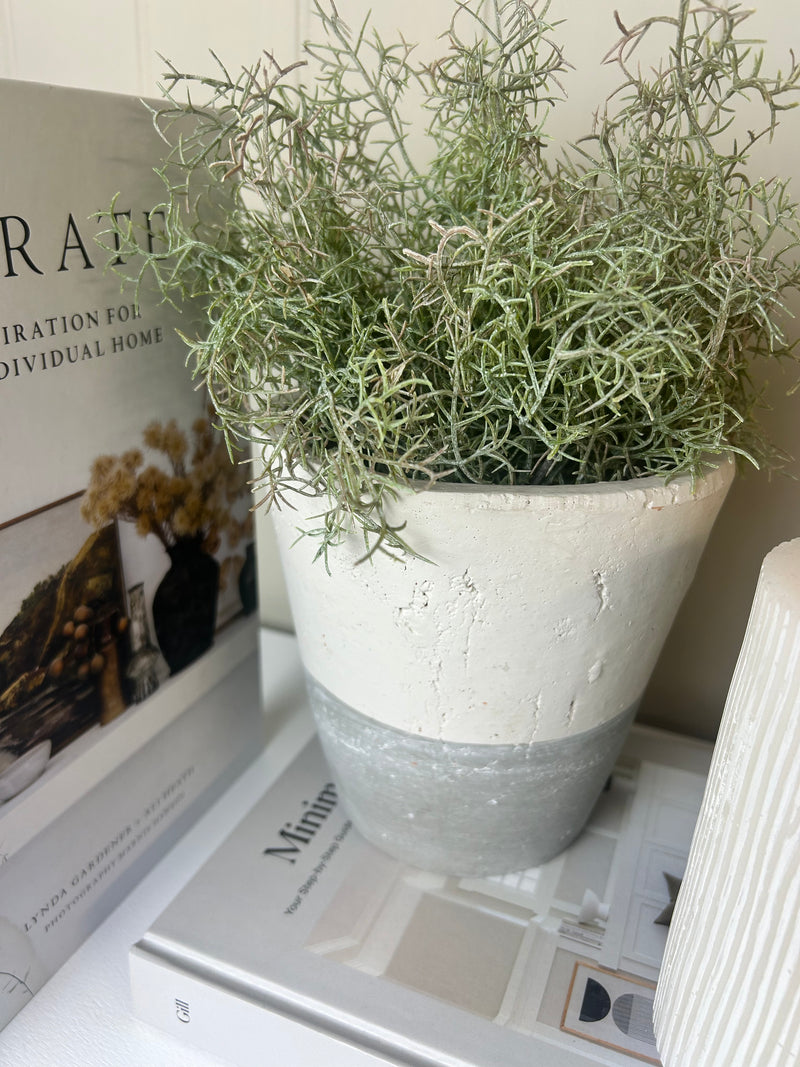 Large rustic two tone grey off white plant pot planter