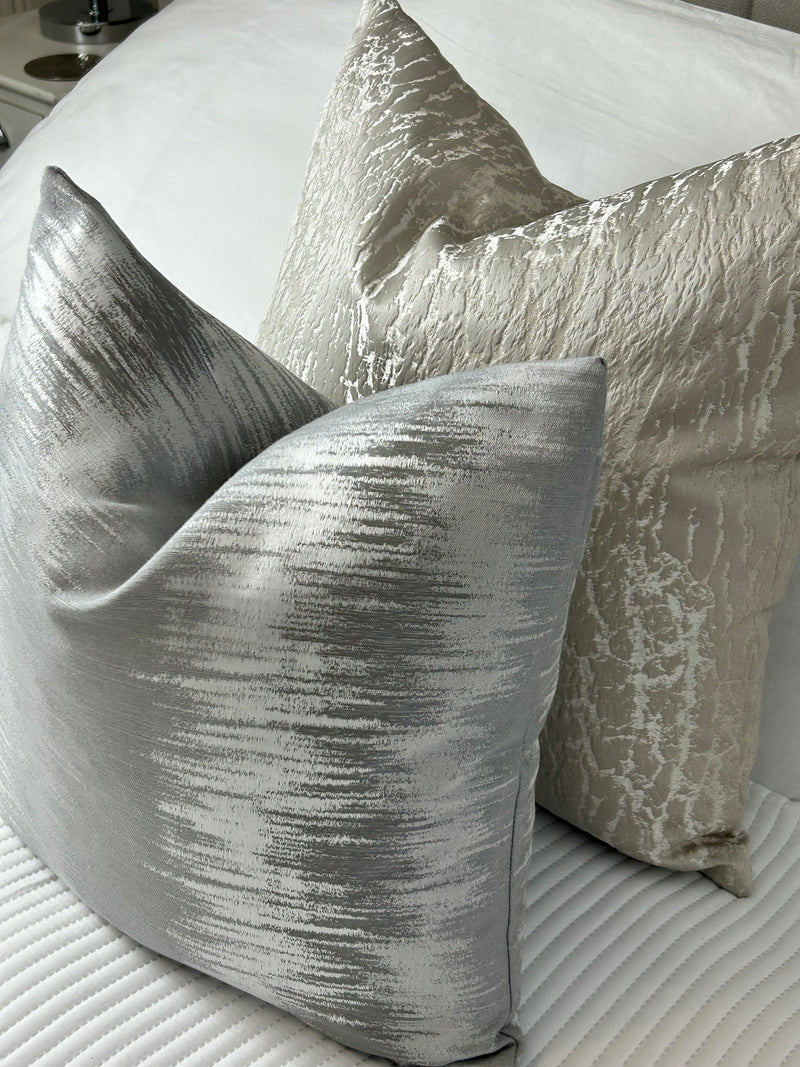 Equinox Natural grey Zig Zag Feather Filled Cushion 43cm x 43cm