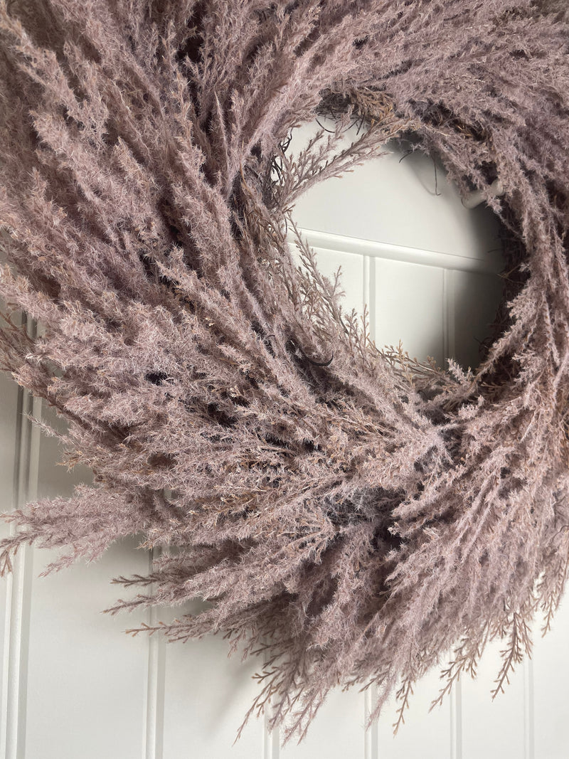 Flocked pampas wreath 55cm