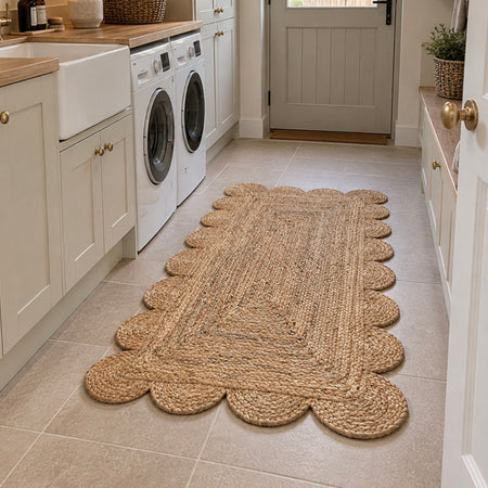 Natural jute scallop edge rug door mat 60x90