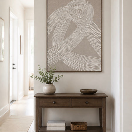 Lunora neutral white lines wood framed artwork 60x80cm