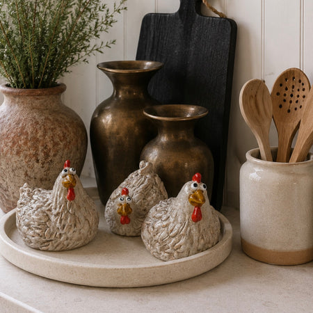 Assorted chicken he. Ornament 8cm