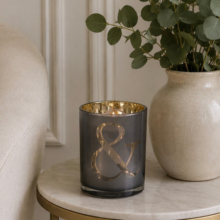 Grey gold ampersand & candle holder