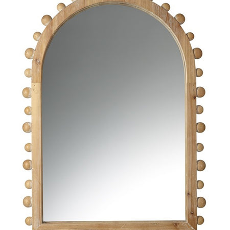 Wood bobble beaded edge mirror arch
